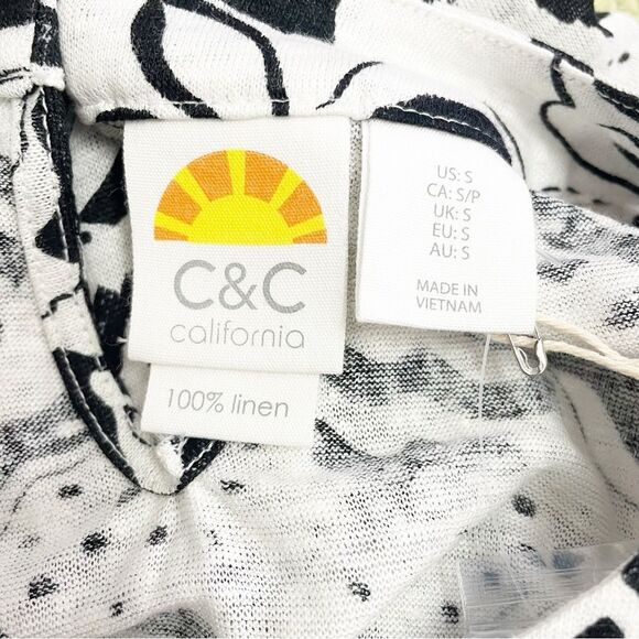 NWT C&C California Summer Linen Halter Top Black & White Print Size Small NEW - Picture 9 of 13